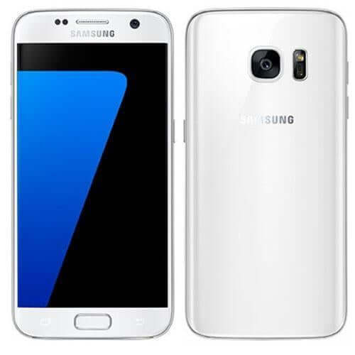 Samsung Galaxy S7 front and back view in White Pearl color
