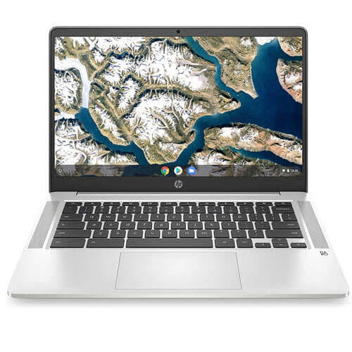 HP Chromebook Intel Pentium 4GB Ram 64SSD 14inch WiFi Laptop with scenic landscape on screen