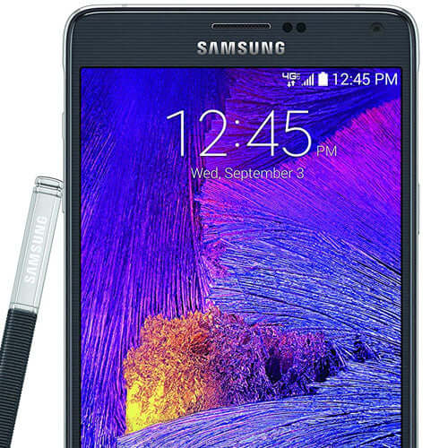 Samsung Galaxy Note 4 displaying vibrant colors with stylus, perfect for productivity and creativity.