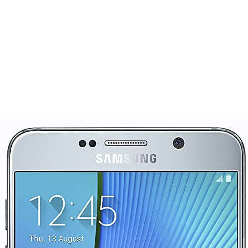 Samsung Galaxy Note 5 front view showcasing the screen, speaker, and camera detail.