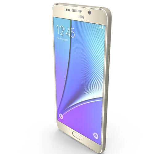 Samsung Galaxy Note 5 Single SIM Gold Platinum smartphone showcasing its sleek design and vibrant display.